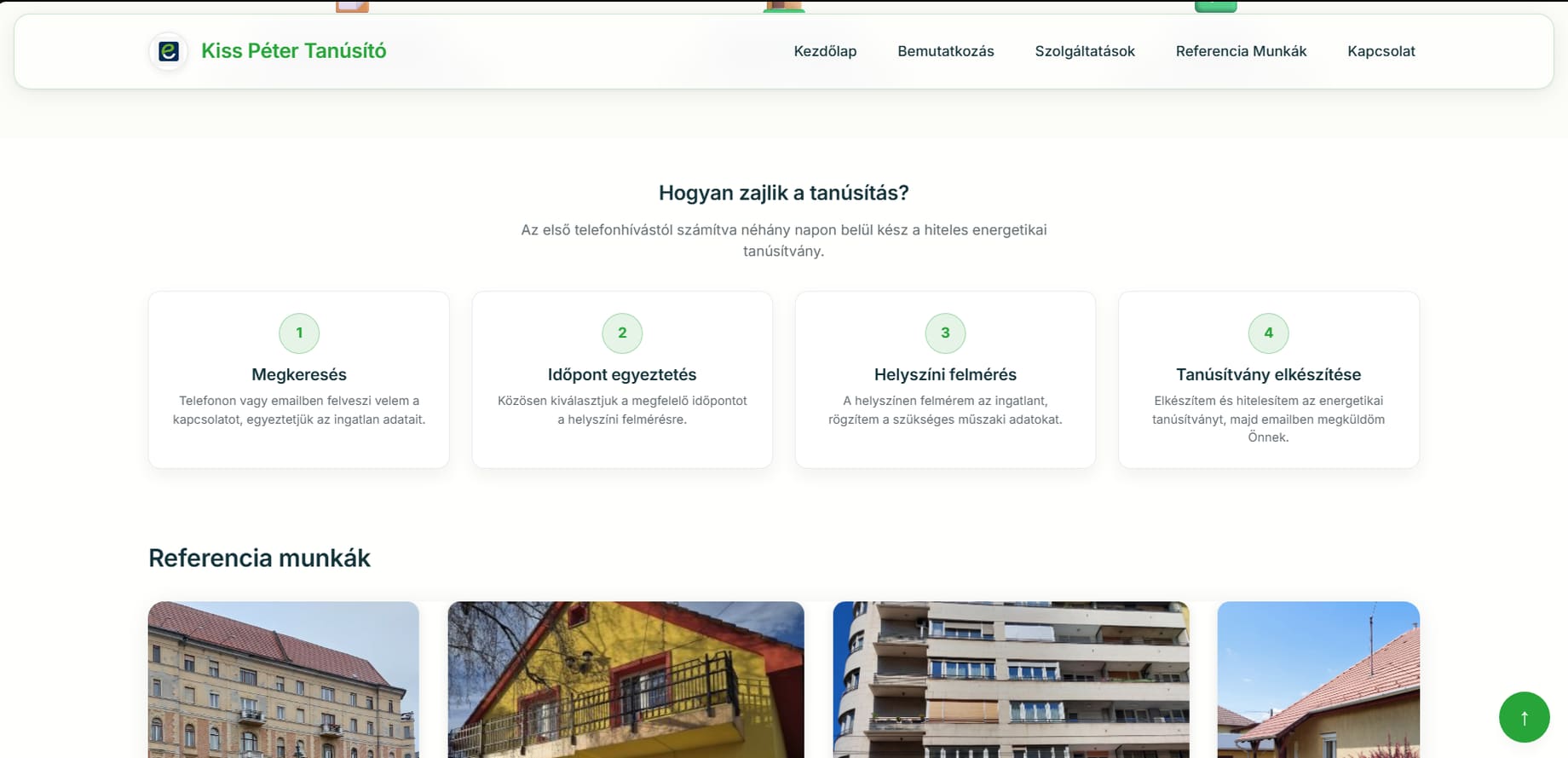 Energetikai tanúsító weboldal képernyőképe — Referenciák